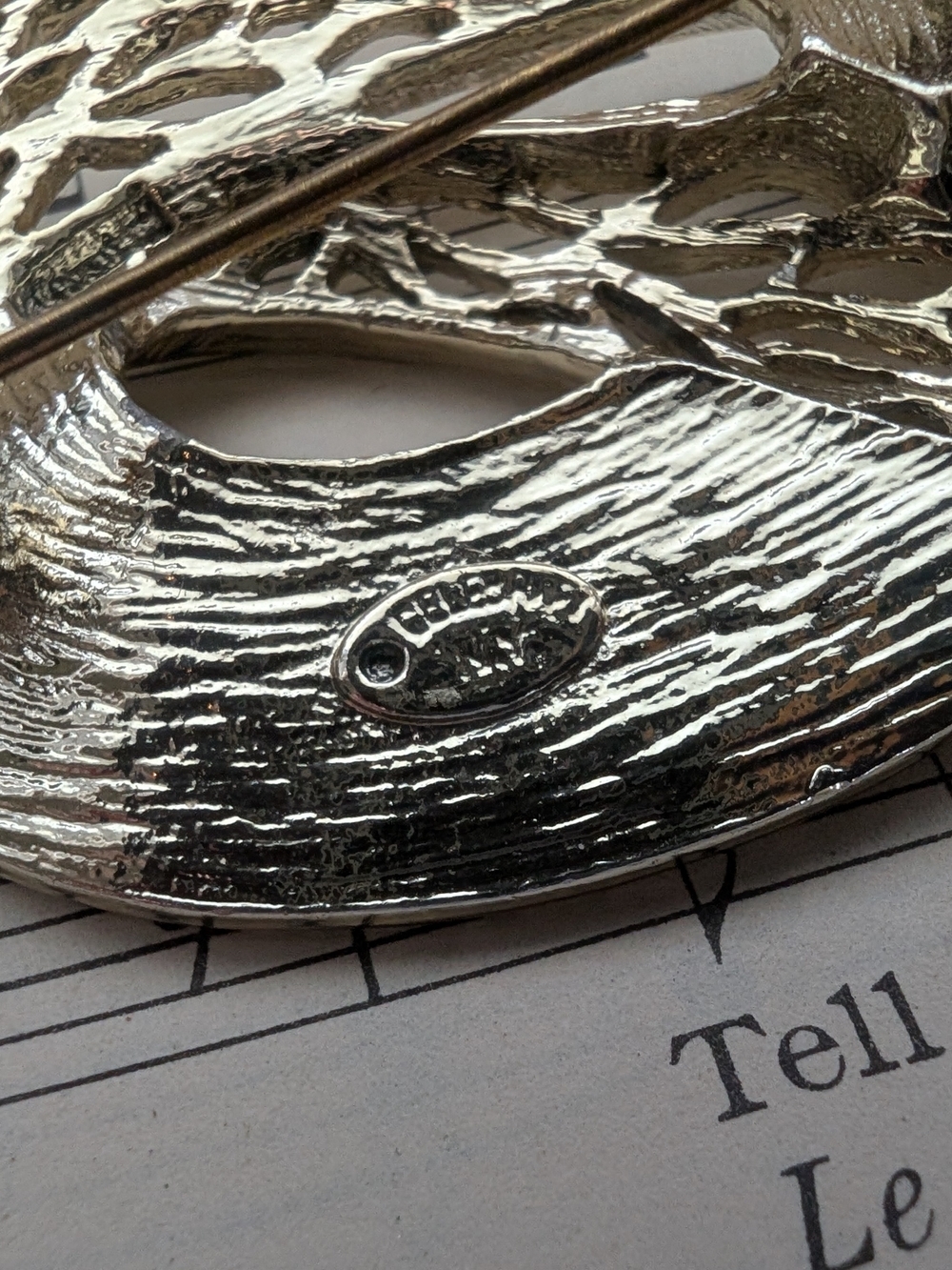 Silver Tone Leaf Swirl Brooch - Picture 7 of 8